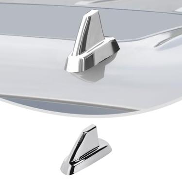 Imagem de Linskip Capa base de antena AeroFin compatível com Chevy Avalanche Suburban Tahoe Silverado e GMC Yukon Sierra 2007-2013, acabamento de antena de telhado, acessórios externos cromados
