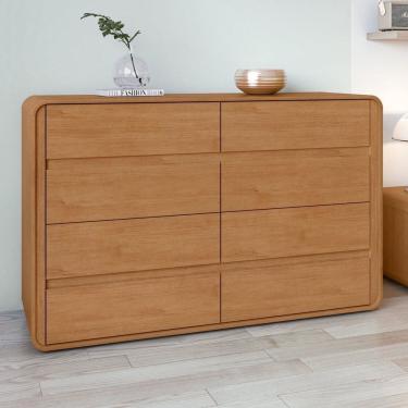 Imagem de Cômoda para Quarto 8 Gavetas 152cm X 96cm Loop Amêndoa Clean