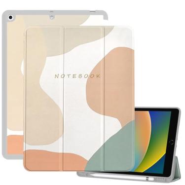Imagem de Cabreche Capa compatível com iPad de 10,2 polegadas, capa de 9ª/8ª/7ª geração (2021/2020/2019), suporte de lápis, capa de hibernar/despertar automática, caderno de composição, bloco de cores