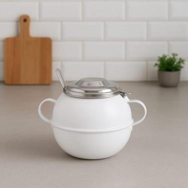 Imagem de Açucareiro Com Colher Inox Colors Branco 500gr Ravinox