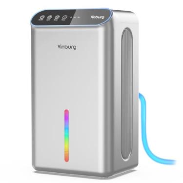 Imagem de Desumidificadores para casa (tanque de água de 2409.7 g, 800 pés quadrados) pequeno desumidificador silencioso para porão quarto banheiro com mangueira de drenagem, temporizador de 3 engrenagens, modo