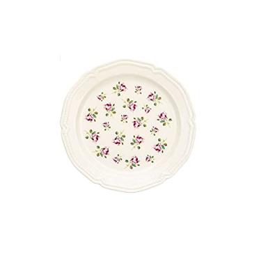 Imagem de Prato de serviço pratos de jantar florais pastorais pratos de sobremesa rosa cerâmica para salada bife macarrão pratos de bolo cozinha louça (19,5 cm) pratos (cor: 1, tamanho: 7,68 polegadas)