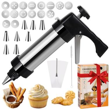 Imagem de Kit de decoração de pistola de prensa de biscoitos, 27 peças de kit de ferramentas de cozimento premium para prensa de biscoitos e decoração de bolos, com 16 discos de biscoitos, 8 pontas de gelo e