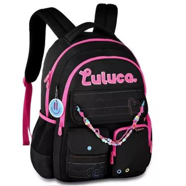 Imagem de Mochila Escolar de Costas Luluca Miçangas Juvenil LU24611 Preto