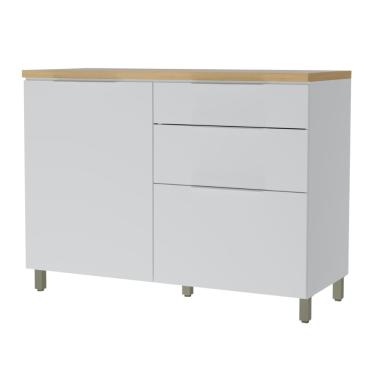 Imagem de Balcão Gabinete de Cozinha 1,20m 1 Porta 3 Gavetas 100% Mdf Mariah