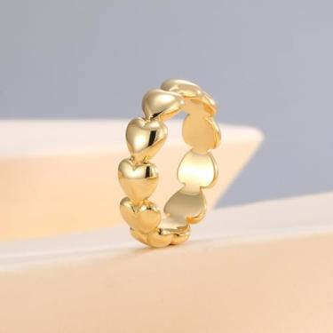 Imagem de Anéis em forma de coração para mulheres minimalistas em ouro 14k Anel hipoalergênico não manchado 7# 8# 9# 9#, #9, Cobre, Sem pedra preciosa