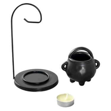 Imagem de Queimador de óleo | Caldeirão gótico de cerâmica com alça | Difusor de vela para aquecedor de - para escritório, apartamento, quarto, sala de estar, banheiro, cozinha, mesa, mesa, festa de fim de