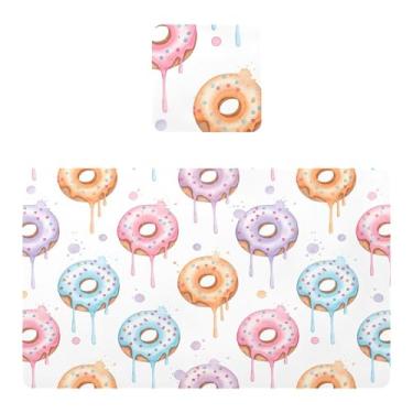 Imagem de Burbuja Jogo americano Donut pingando, conjunto de 4 para mesa de jantar, tapetes de mesa de PVC à prova d'água, antiderrapantes, resistentes ao calor, fáceis de limpar, 30 x 45 cm