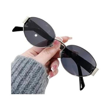 Imagem de Óculos De Sol Femininos Retrô Modernos Em Formato Oval De Metal, Óculo