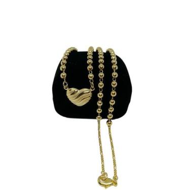 Imagem de Colar Luxjóias Premium 50cm Banhado a Ouro com Pingente Coração - Luxj