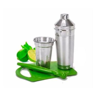 Imagem de Kit Caipirinha Coqueteleira Socador Mini Tabua. - Analeni