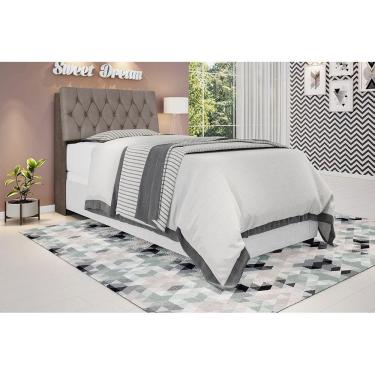 Imagem de Cabeceira box Solteiro 0,88 Isis Chocolate com Capitonê Capuccino - Framar Móveis