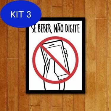 Imagem de Kit 3 Placa Decorativa - Se Beber Não Digite - Legiao Nerd