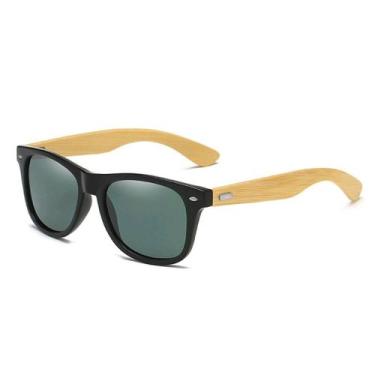 Imagem de Óculos De Sol Masculino Haste Bambu Proteção Uv400 Com Case - Paes Mag