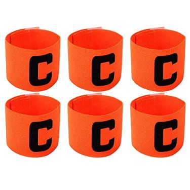 Imagem de Onwon 6 peças elásticas de braçadeira de capitão de futebol ajustável futebol futebol basquete jogador de bandas para adultos jovens, Laranja, Elastic Soccer Captain Armband Adjustable Football
