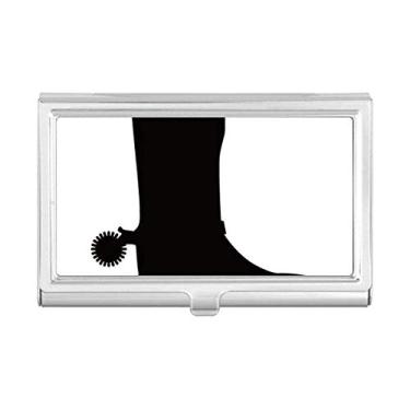 Imagem de Botas femininas pretas de cano alto com estampa de contorno para cartão de visita, estojo de bolso