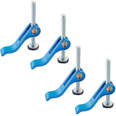 Imagem de POWERTEC Pacote com 4, braçadeira de came 5/40.6 cm-18, braçadeira de alavanca com parafusos de trilho T de 7,6 cm, braçadeira de trilho T para prensa de broca, mesa de roteador, bancada de trabalho,