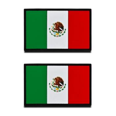 Imagem de 2 peças de borracha PVC 3D emblema da bandeira nacional mexicana unida, material resistente e sólido, emblema tático do México com gancho para roupas, mochila, uniforme colete, motociclista, viagem