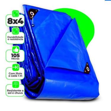 Imagem de Lona Azul Caminhão Reforçada 8x4 Metros Piscina Agricultura Cobertura 