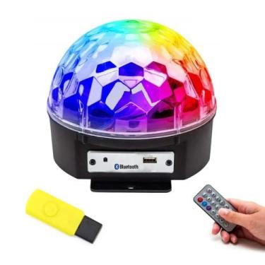 Imagem de Globo Colorido Strobo Rgb Iluminação Jogo de Luz Dj c/Controle Festa e