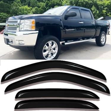 Imagem de 94515 Protetores de chuva para viseiras laterais para 07-14 Silverado & Sierra 1500 2500HD 3500HD Crew Cab/Avalanche/Suburban/Yukon XL, 4 peças