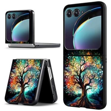 Imagem de ACWDMKH Capa para celular Motorola Moto Razr 2024, capa de celular para Moto Razr 50, bonita, fina, rígida, ultrafina, antiarranhões, à prova de choque, árvore colorida de arte