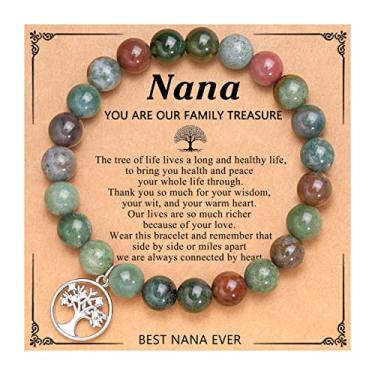 Imagem de UNGENT THEM Pulseira de árvore da vida para mulheres, presentes para vovó, vovó, sogra, mãe, Gigi, Mimi, tia, cunhada, professora, aniversário, Natal, casamento, dia das mães, 7.5 inches, Pedra