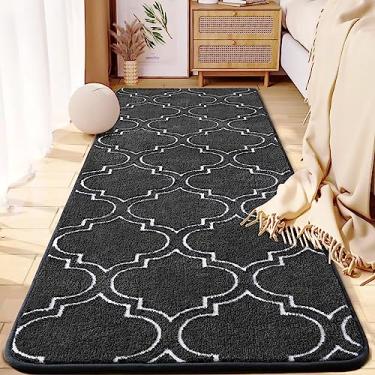 Imagem de HOMORE Tapete de corredor 6 x 15, tapete longo felpudo para quarto, sala de estar, sofá, corredor, tapetes de espuma de memória super macios para quarto de berçário, cinza/branco