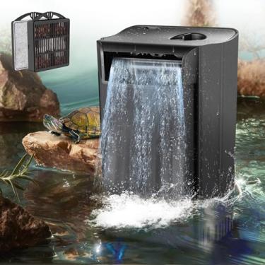 Imagem de PUEUTU Filtro de tanque de tartaruga filtros internos ajustáveis para aquário silencioso, filtro de cachoeira, bio-filtragem de 3 estágios, baixo nível de água para réptil, camarão, sapo (8W)
