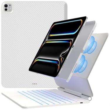 Imagem de typecase Capa com teclado Edge para iPad Pro 2024 de 13 polegadas (M4), capa protetora ultrafina destacável, modos retrato e digitação, trackpad multitoque, luz de fundo de 11 cores, suporte magnético