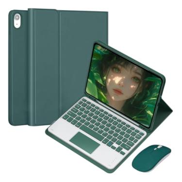 Imagem de Capa Para Tablet Com Teclado e Mouse Para iPad Air4/Air5 10.9 Polegadas (Verde Escuro, teclado de toque)