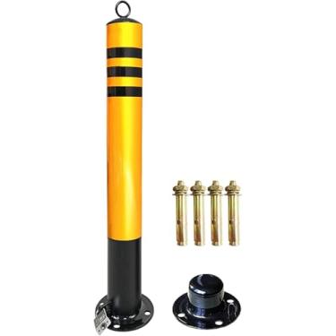 Imagem de Postes De Estacionamento Para Calçadas Barreiras De Estacionamento Removíveis De Poste De Segurança De Metal Com Cones De Trânsito Reflexivos De Cadeado, Black, 600x76mm