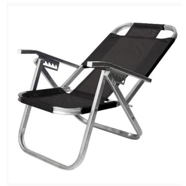 Imagem de Cadeira de Praia Reclinável Alta Ipanema Preta CAD0690 Botafogo