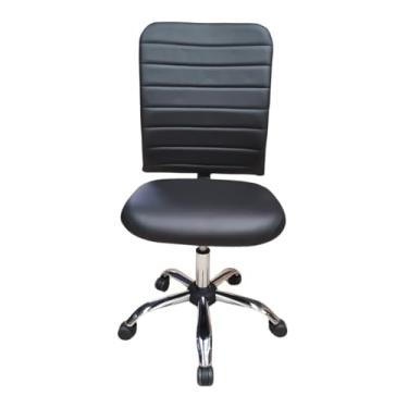 Imagem de Cadeira Ergonômica Bege Escritório Home Office Secretaria NR17 Pistão a Gás Base Cromada Giratória Estofada (Preto)