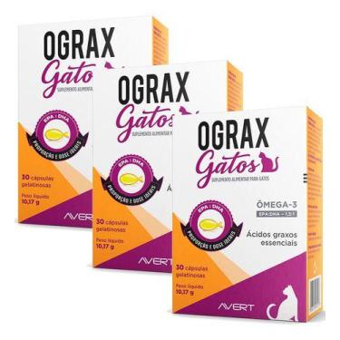 Imagem de 3 Ograx Gatos C/30 Cápsulas Avert Omega 3 Epa + Dha 