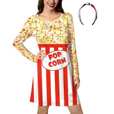 Imagem de Fantasia feminina de festa estampada em 3D para cosplay de Halloween linda linha A divertida fantasia pop milho XGG