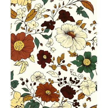 Imagem de Boho Papel de parede floral descascar e colar vintage bege colorido flor contato papel de parede branco botânico mural vinil para banheiro impermeável autoadesivo removível locatário dormitório papel