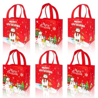 Imagem de PERFQU Pacote com 6 sacos de presente de Natal não tecidos