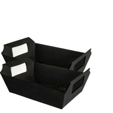 Imagem de Kit 10 Cestinhas de Papel Coloridas 18x12x5cm – Para Presentes, Chocolates, Lembrancinhas e Decoração do Dia das Mães (Preto,20 UNIDADES)