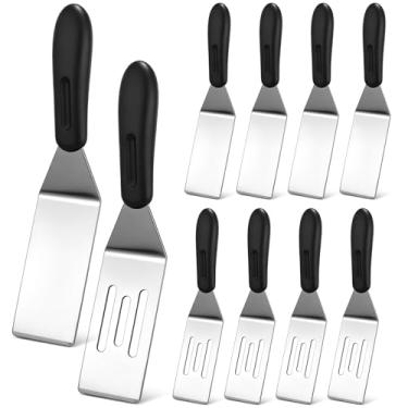Imagem de LemonRoad 10 espátulas pequenas de metal, mini espátula de aço inoxidável para cozinhar, servir e virar, ideal para brownie, panquecas, sobremesas, biscoitos, ovos, lasanha