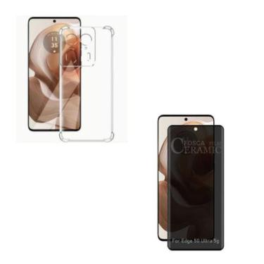 Imagem de Capa Anti Impactos Silicone TPU + Película Fosca Privacidade Moto Edge