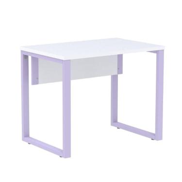 Imagem de Mesa Escritório P25 Tub Pandin 90 Cm Largura Tampo Mdp Branco Pé Aço Tubular Lilás