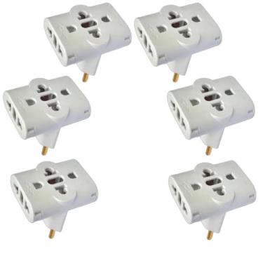 Imagem de kit 6 Adaptador Plugue De Tomada T Com 3 Entradas