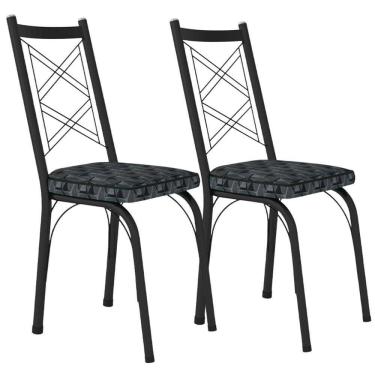 Imagem de Kit 2 Cadeiras Tubular Europa 143 Preto Assento Artef Mosaico Silver