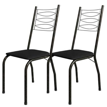 Imagem de Kit 2 Cadeiras Tubular America 062 Cromo Preto Assento Artef Preto