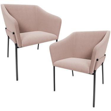 Imagem de Kit 2 Cadeiras Para Sala De Jantar Estar Living Olívia L02 Bouclê Rosê - Lyam Decor
