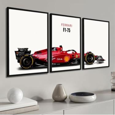 Imagem de Quadro Decorativo Carro Esportivo Formula 1 Ferrar moderno sala quarto escritorio com Moldura vidro (Moldura Preta, 60x80, Sem Vidro)