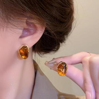 Imagem de Brincos de pressão marrom para mulheres, brincos dourados e marrons, acessórios de roupa de vaqueira, joias modernas, presentes de amizade, presentes para mulheres, presentes de Natal, dia dos