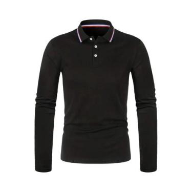 Imagem de Camisa Polo Masculina De Manga Longa Casual Respirável Confortável Par