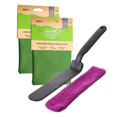 Imagem de Kit 2 Pano Mágico Limpa Vidros Ecomais + 1 Limpador Transpasse Limpa B